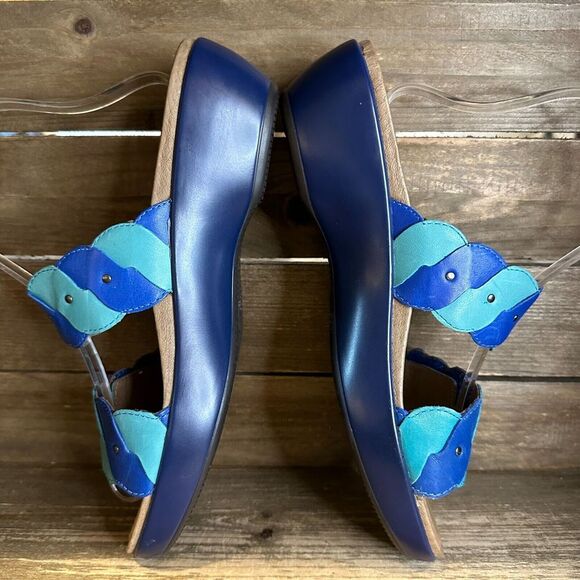 Womens Dansko Dee Blue Leather Comfort Casual Wedge Slides Sandals Size EU 39 - Picture 4 of 6